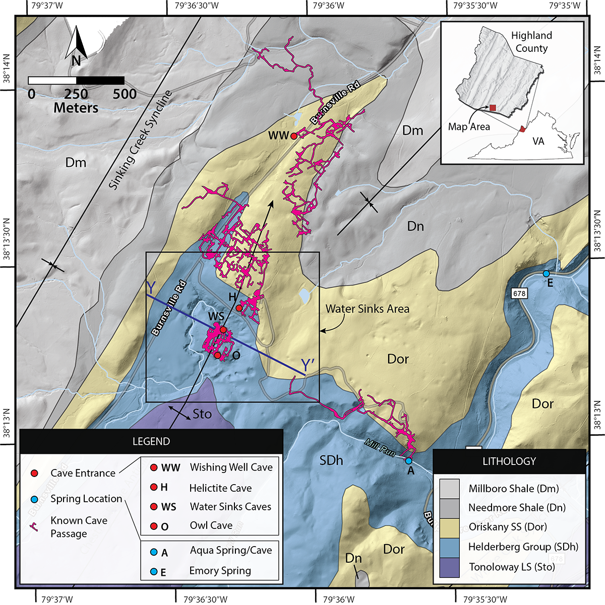 Map of Water Sinks, VA