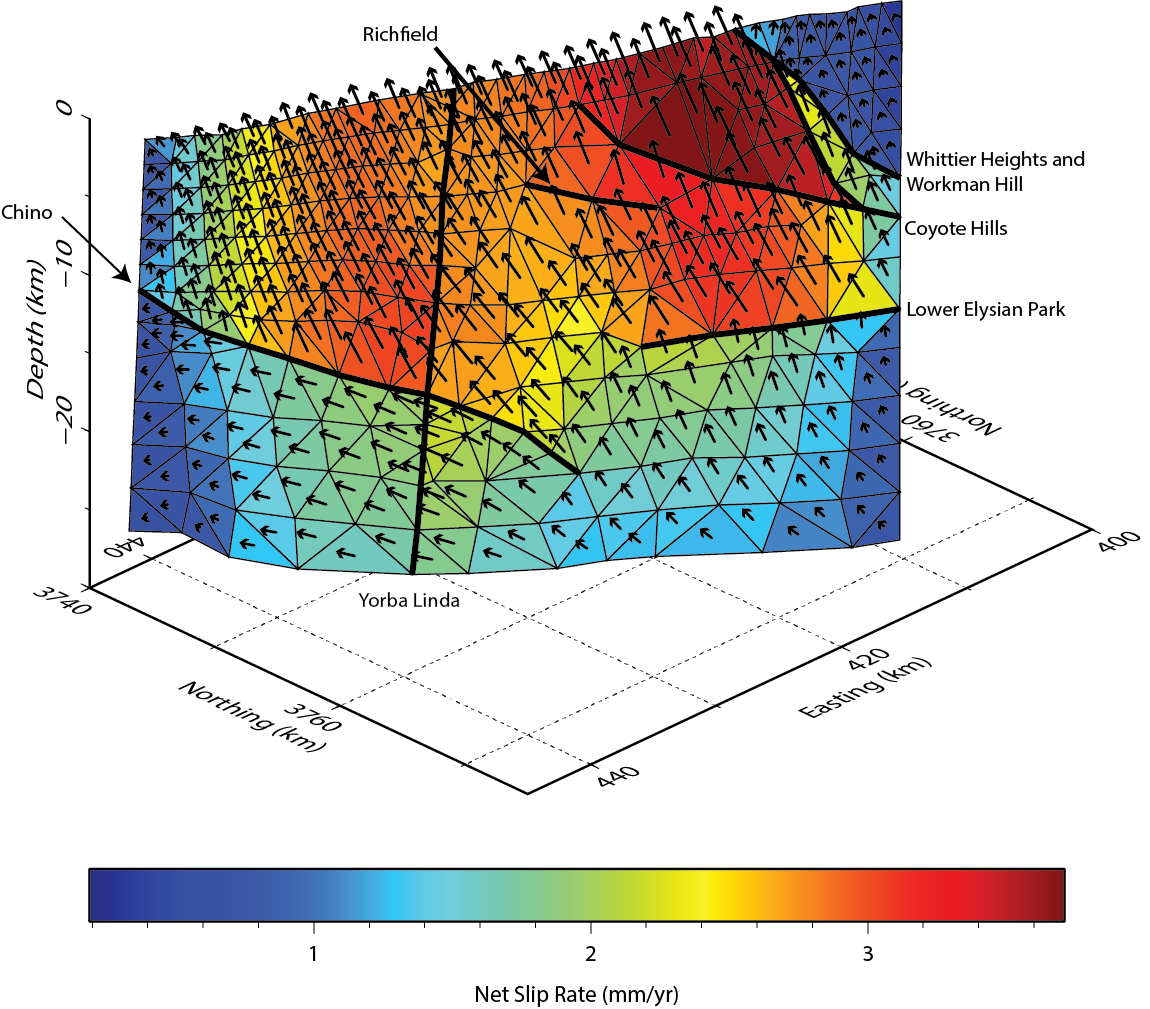 Model-Predicted Slip Rates on the Whittier Fault