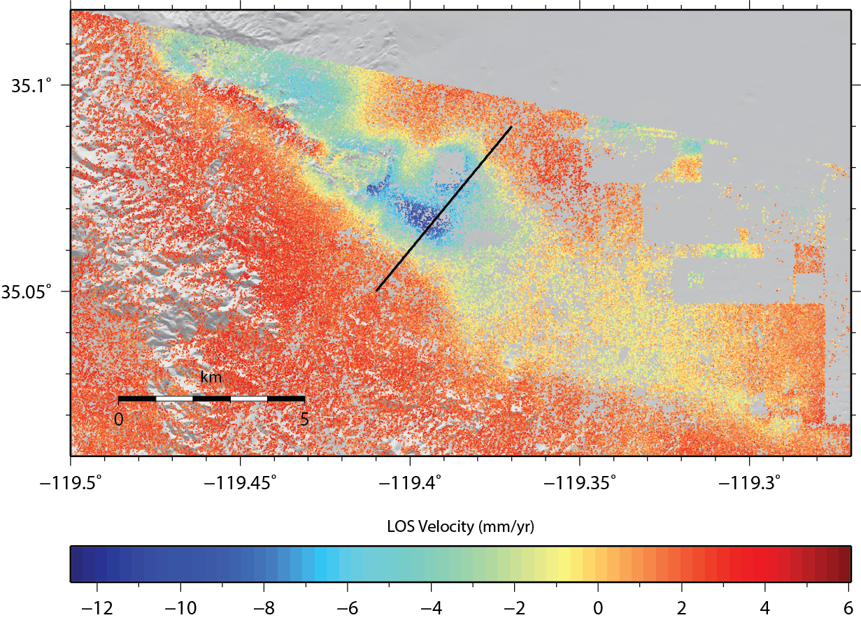 InSAR Image of Subsidence Near Maricopa, CA