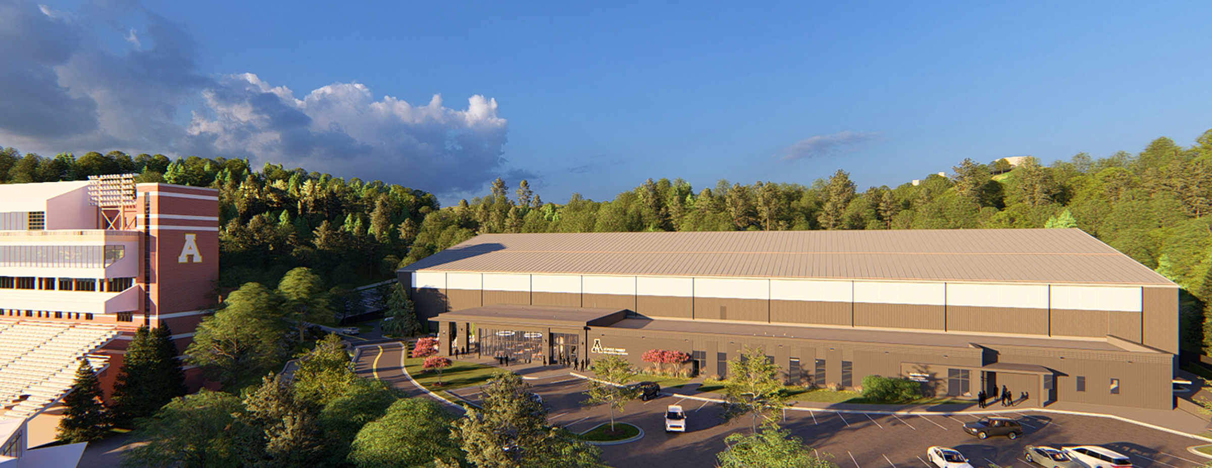 This conceptual rendering displays what App State’s new indoor practice facility could look like once completed.