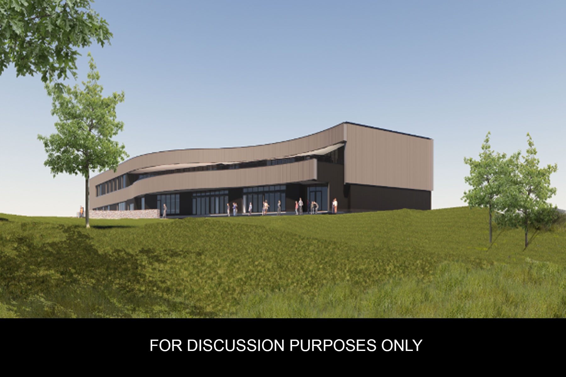 artist’s rendering presents a view of the STEM Academic Building from one of the planned gardens